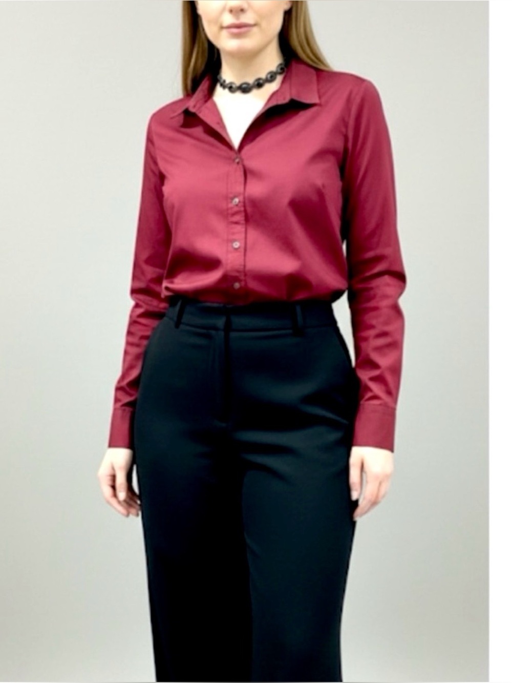 J. CREW HABERDASHERY WOMEN XL MAROON COTTON STRETCH BUTTON UP SHIRT CAREER NEW